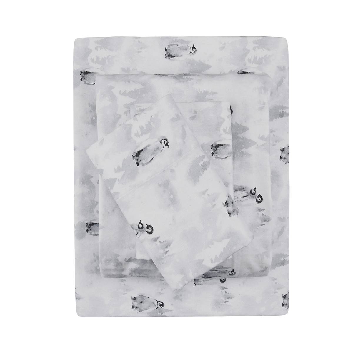 EnvioHome Durable Cotton Winter Flannel Penguin Sheet Set