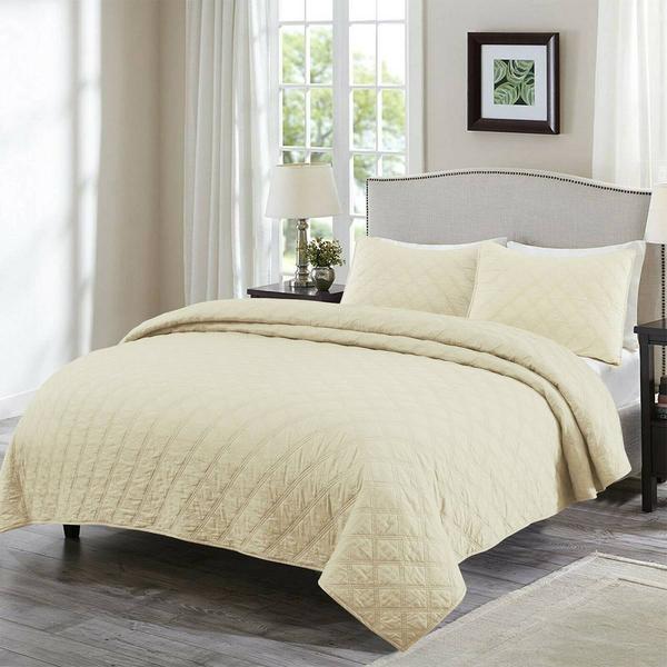 EnvioHome 100% Cotton Solid Quilt Twin Size Bedding Set