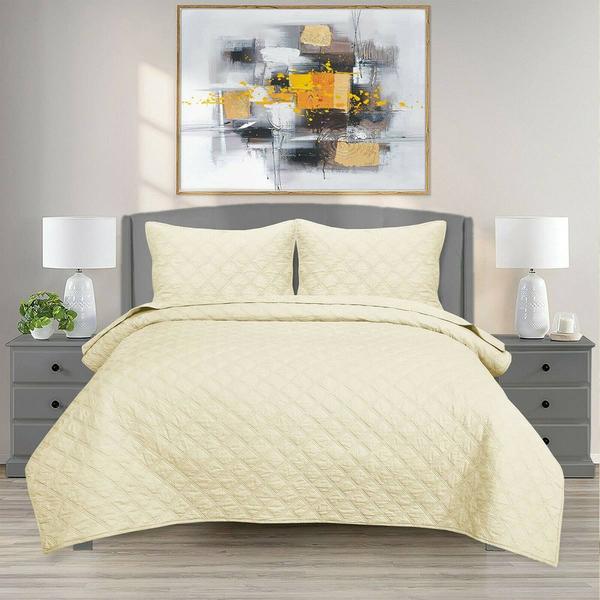 EnvioHome 100% Cotton Solid Quilt Twin Size Bedding Set alternate view