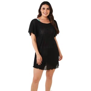 plus size black tshirt dress Final Sale Plus Size Rhinestone Embellished Mini Shirt Dress in Black