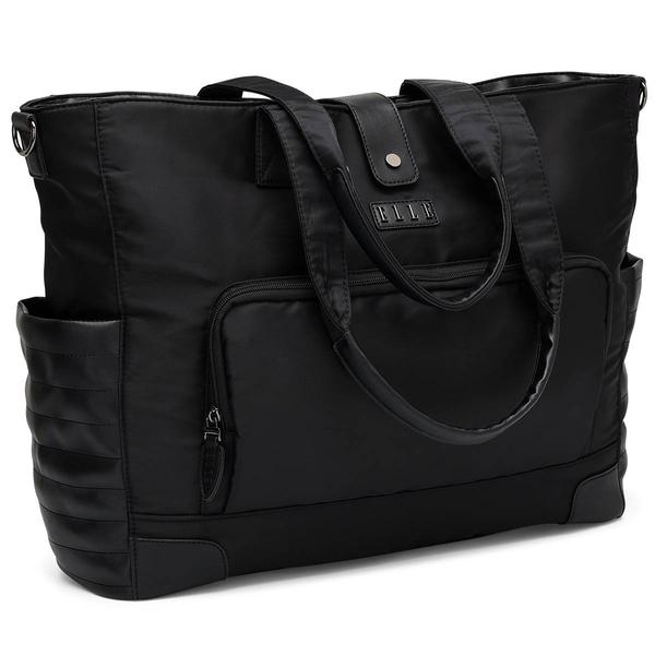 ELLE Voyage Twill and Vegan Leather Weekender Tote Bag