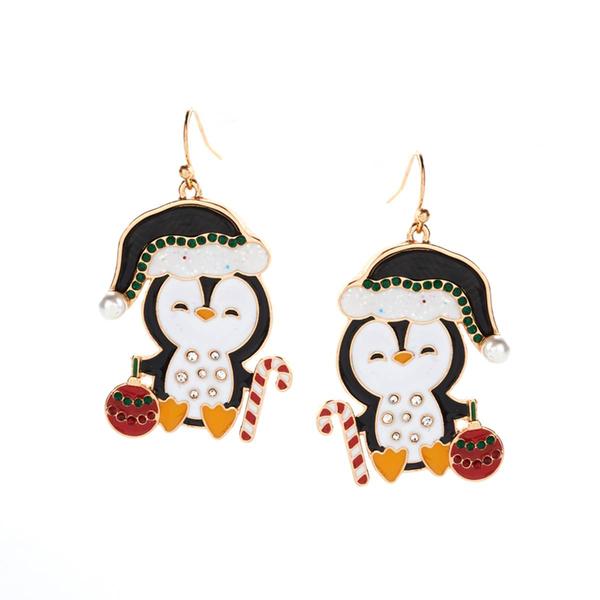 Penguin with Ornament & Candy Cane Drop Earrings
