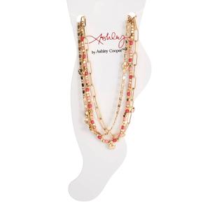 Ashley 3pc. Gold-Tone & Pink Anklet Set