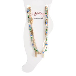 Ashley 3pc. Gold-Tone Blue & Green Leaf Anklet Set