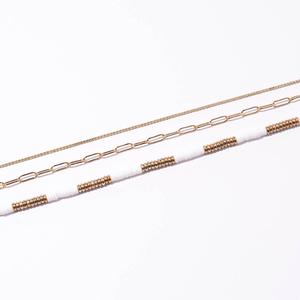 Ashley 3pc. Gold White Link Chic Minimalist Anklet Set