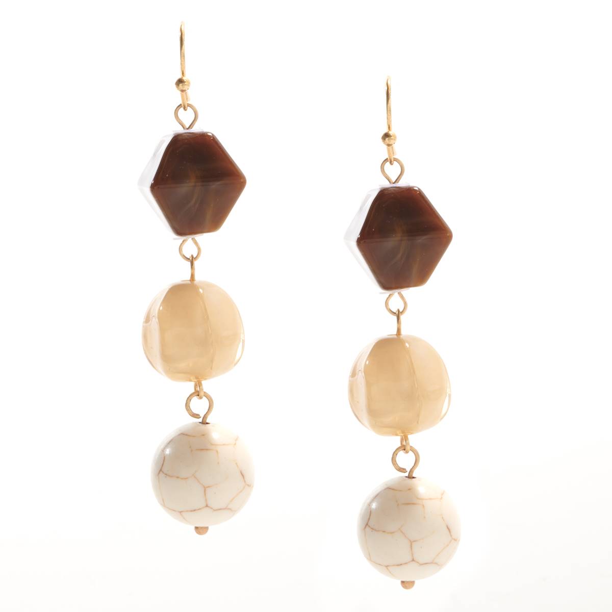 Ashley Cooper(tm) Brown & Gold Bead Dangle Earrings