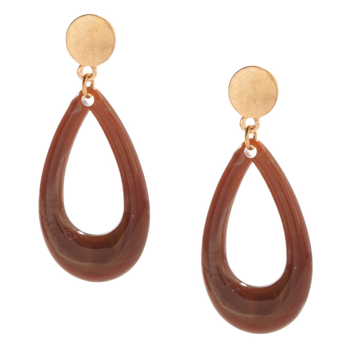 Ashley Cooper(tm) Brown & Gold Open Teardrop Drop Earrings