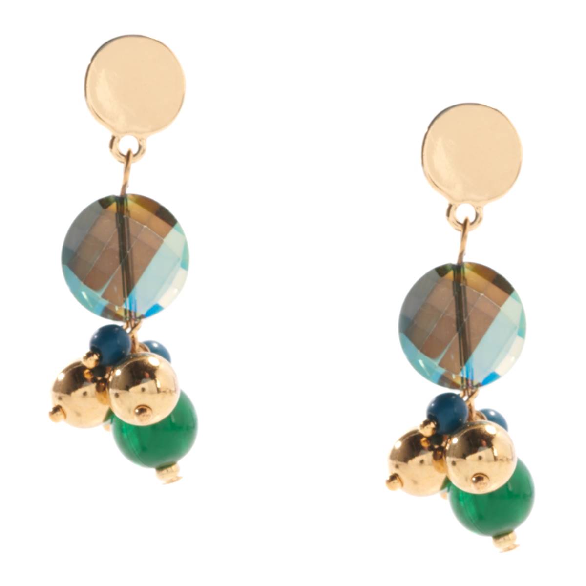 Ashley Cooper(tm) Teal & Gold Bead Cluster Drop Earrings