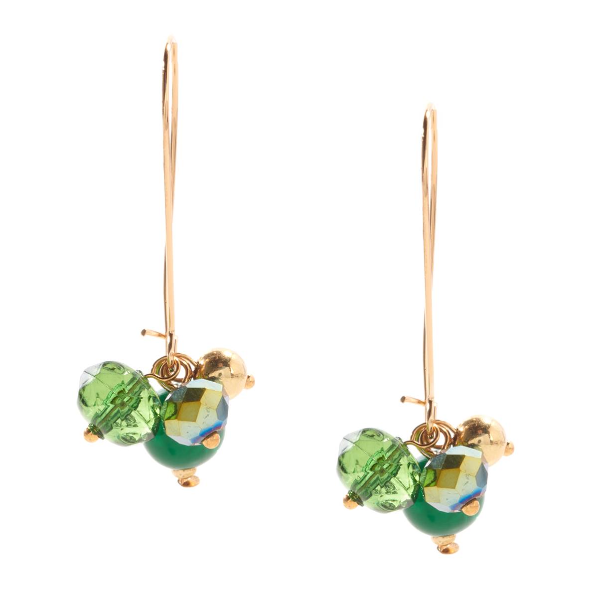 Ashley Cooper(tm) Gold-Tone Emerald Gold Cluster Earrings