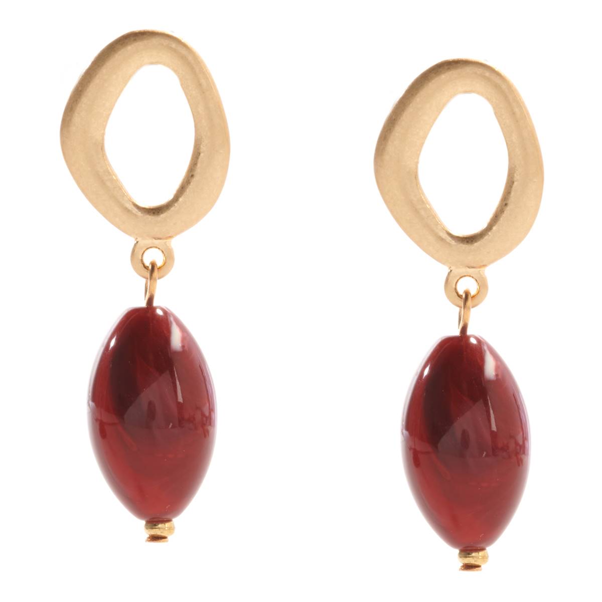 Ashley Cooper(tm) Gold-Tone Open Ring W/ Wine Red Bead Drop Earrings