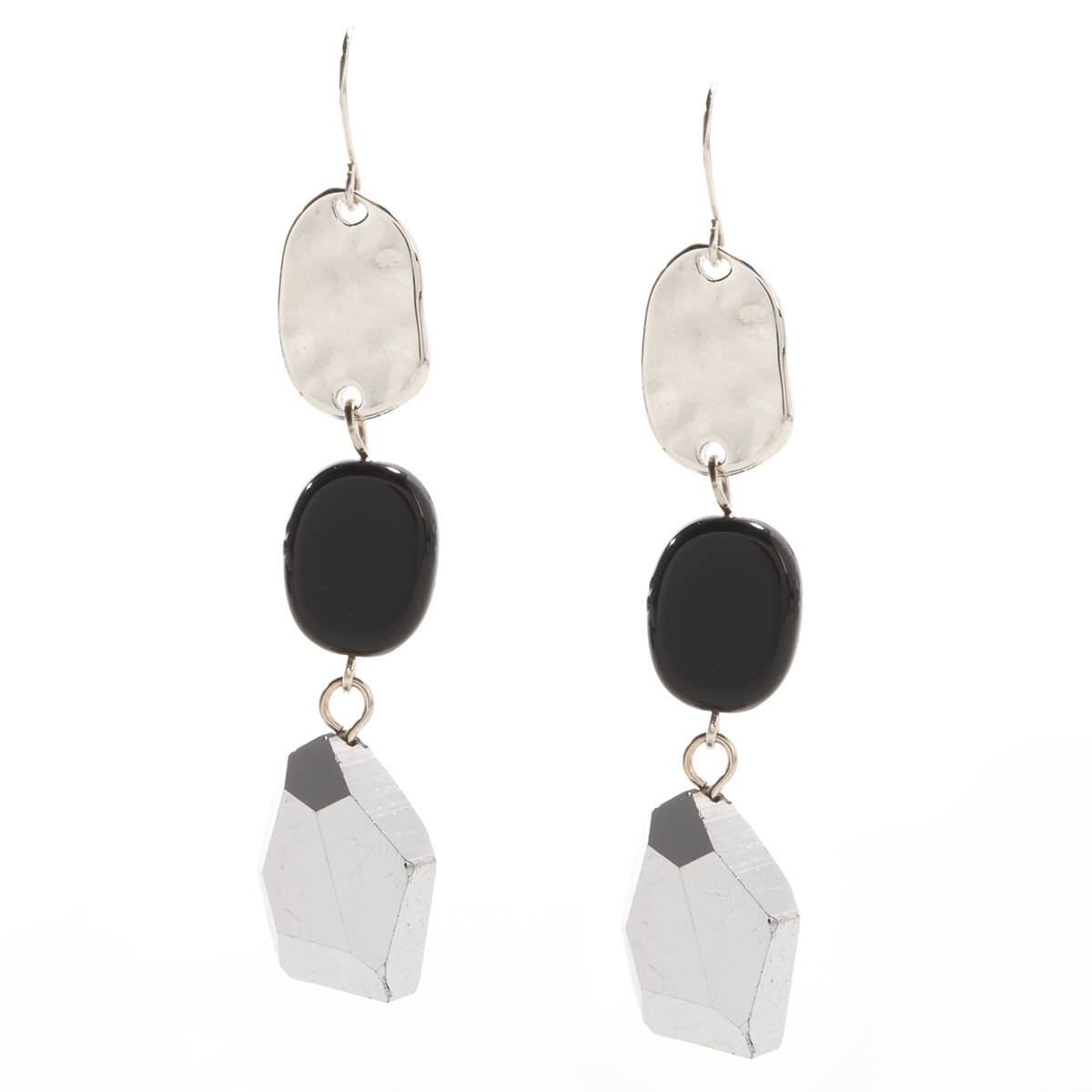 Ashley Cooper(tm) Silver-Tone & Black Disc Dangle Earrings