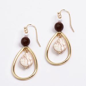 Ashley Cooper(tm) Shiny Gold-Tone Bead & Pearl Teardrop Earrings