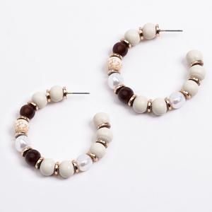 Ashley Cooper(tm) Shiny Gold-Tone J Hoop Earrings with Mixed Beads