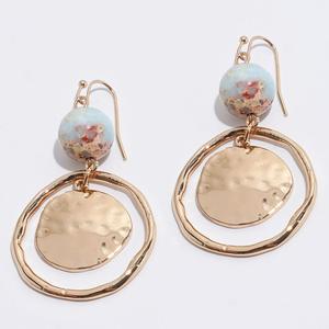 Ashley Cooper(tm) Hammered Disk/Bead/Waved Ring Drop Earrings