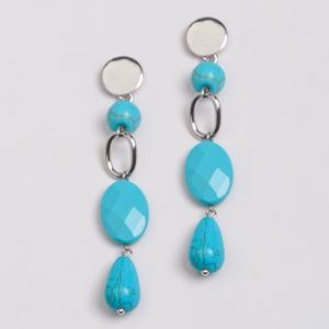Ashley Cooper(tm) Rhodium-Tone Link Turquoise Drop Earrings
