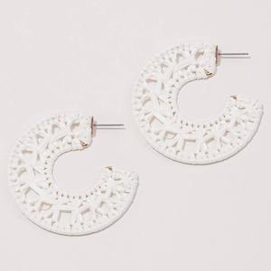 Ashley Cooper(tm) White Lace Like Raffia C Hoop Earrings