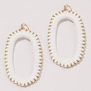 Ashley Cooper(tm) White Raffia Earrings With Gold-Tone Accents