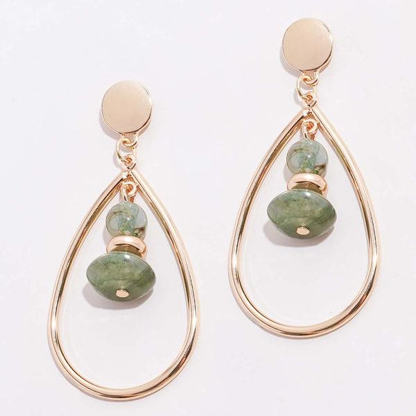 Ashley Cooper(tm) Gold-Tone Teardrop Earrings w/ Green-Tone Bead