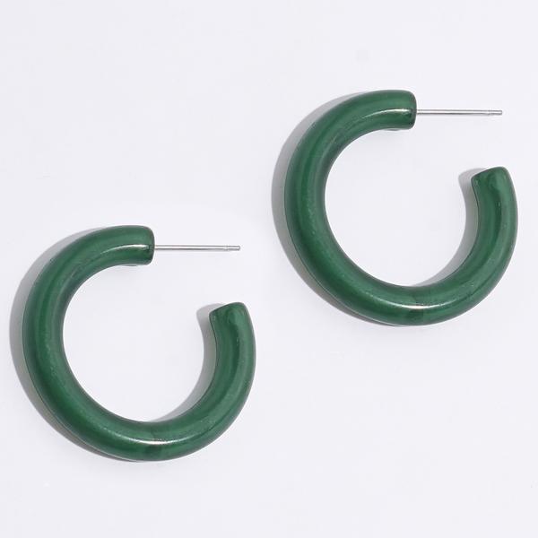 Ashley Cooper(tm) Dark Green J Hoop Earrings
