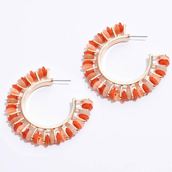 Ashley Cooper(tm) Gold-Tone Orange Beaded Hoop Earrings