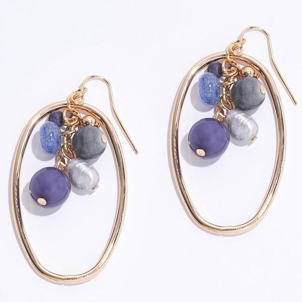 Ashley Cooper(tm) Gold-Tone Blue & Grey Beaded Fishhook Earrings