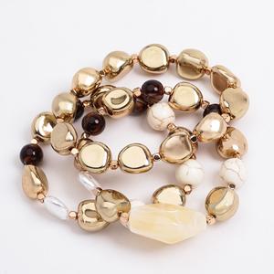 Ashley Cooper(tm) Shiny Gold-Tone Bead & Stone Stretch Bracelet Set
