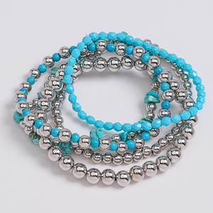 Ashley Cooper(tm) 5pc. Turquoise & Rhodium Stretch Bracelets