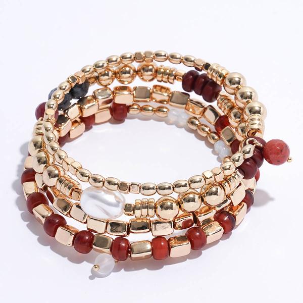 Ashley Cooper(tm) Gold-Tone Burgundy Pearl Coil Bracelet