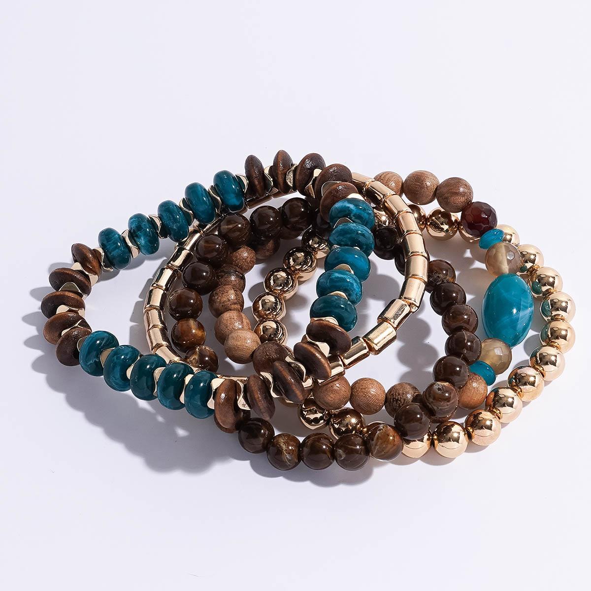 Ashley Cooper(tm) 5pc. Gold-Tone Wood Beaded Stretch Bracelet