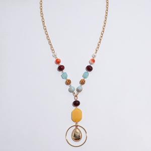 Ashley Cooper(tm) Multi-Color Bead/Teardrop/Ring Drop Link Necklace