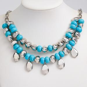 Ashley Cooper(tm) Turquoise & Rhodium Nugget Statement Necklace