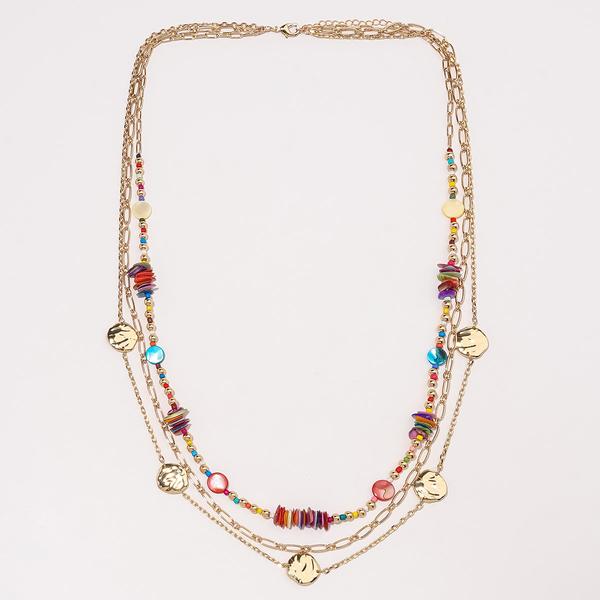 Ashley Cooper(tm) 3-Row Shell Chip Layered Long Necklace