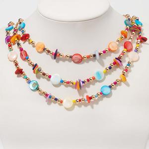 Ashley Cooper(tm) Gold-Tone 3-Row Multi-Color Shell Beaded Necklace