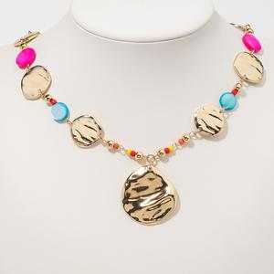 Ashley Cooper(tm) Multi-Color Shell Chip Gold Disc Drop Necklace