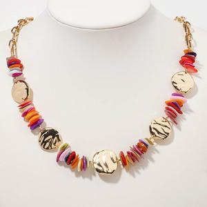 Ashley Cooper(tm) Mult-Color Shell Chip Gold Disc Short Necklace