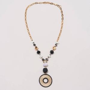 Ashley Cooper(tm) Black Raffia Wrapped Sunburst Long Necklace