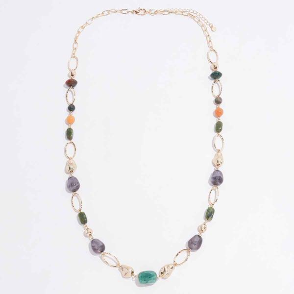 Ashley Cooper(tm) Long Link Necklace w/ Multi Stones & Drops