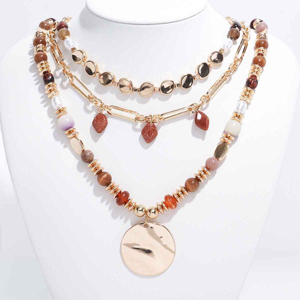 Ashley Cooper(tm) Multi Color Bead/Charm/Pendant 3 Row Necklace