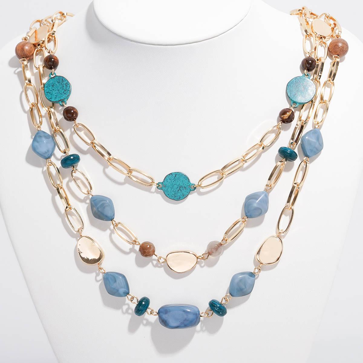 Ashley Cooper(tm) 3 Row Layered Disc Beaded Necklace