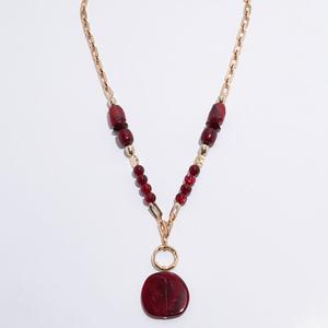 Ashley Cooper(tm) Dark Berry Bead Link & Marbled Medallion Pendant