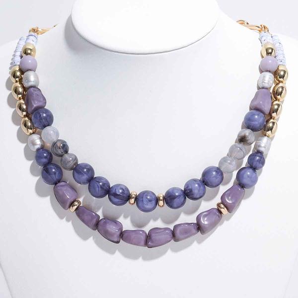 Ashley Cooper(tm) Multi Color 2 Row Necklace with Gold-Tone Accents