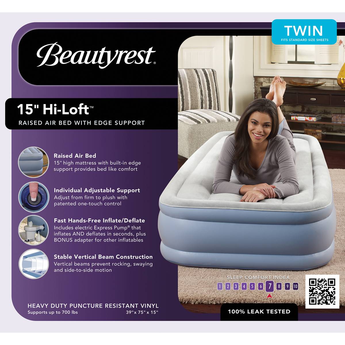 Beautyrest(R) Hi Loft 16in. Twin Air Mattress With A/C Pump