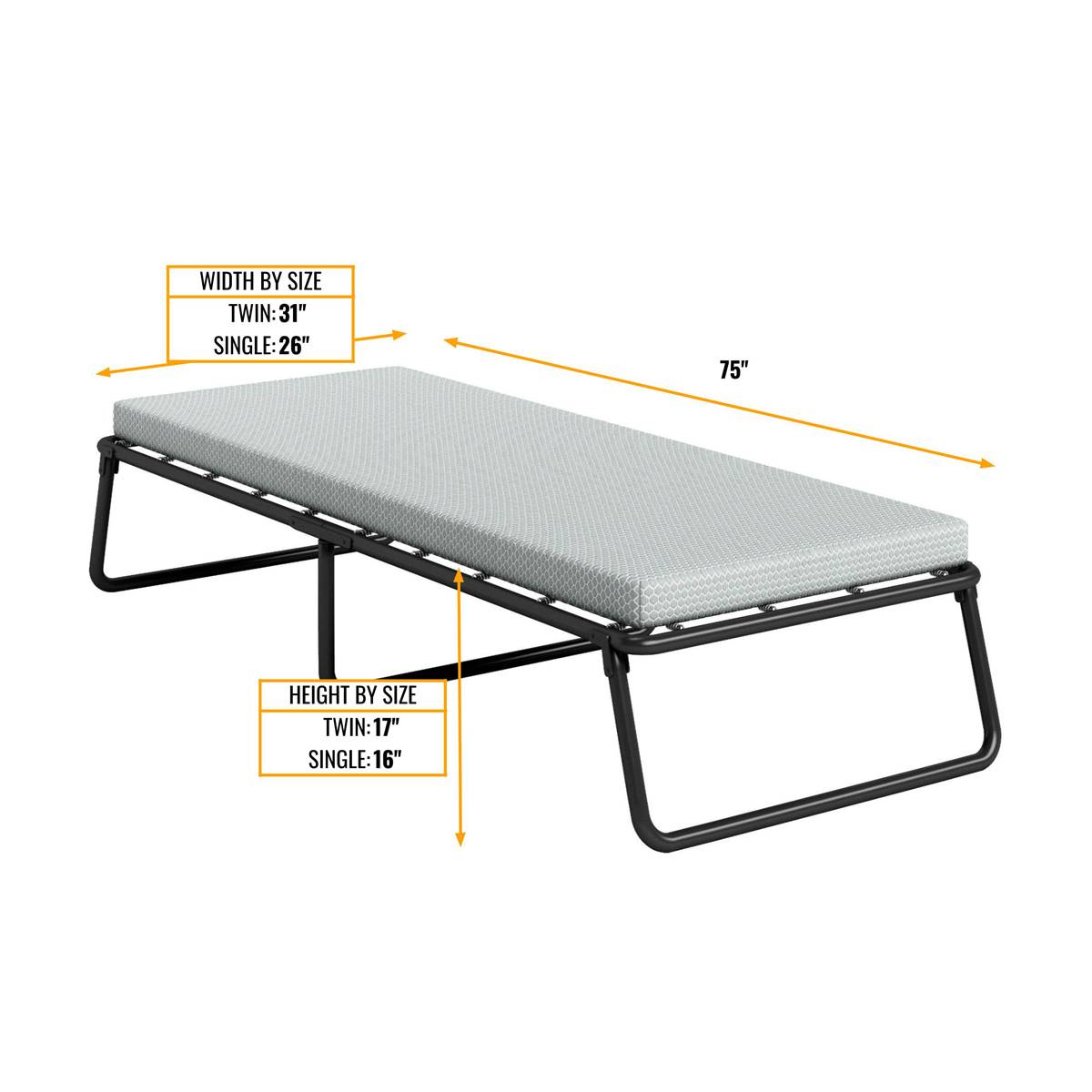 Simmons Beautysleep Folding Twin Guest Bed With Memory Foam