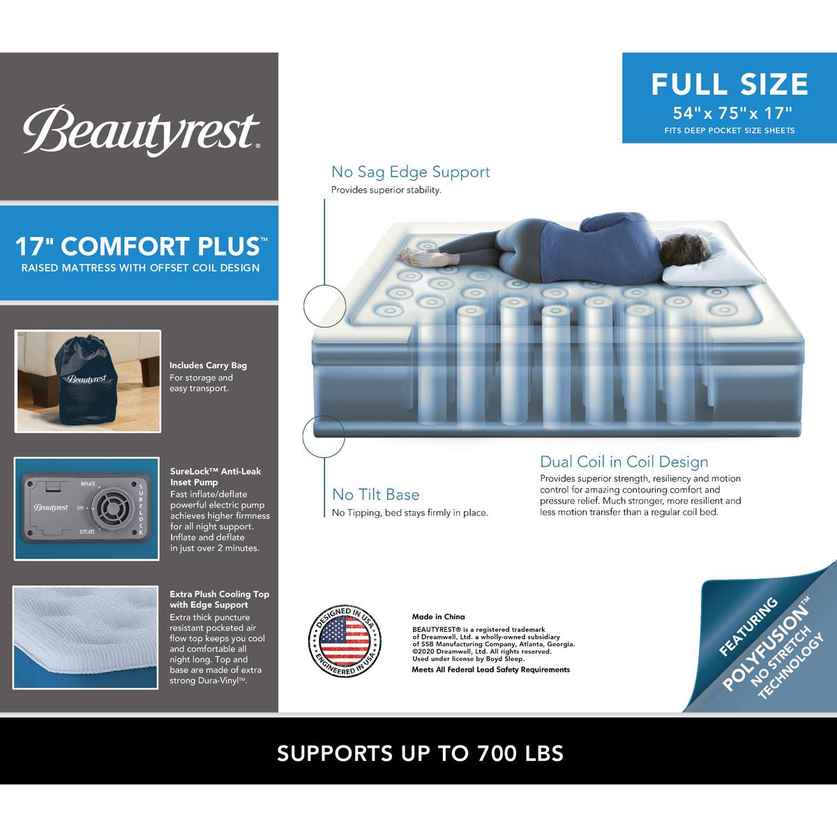 Beautyrest(R) Comfort Plus Air Bed Full Mattress
