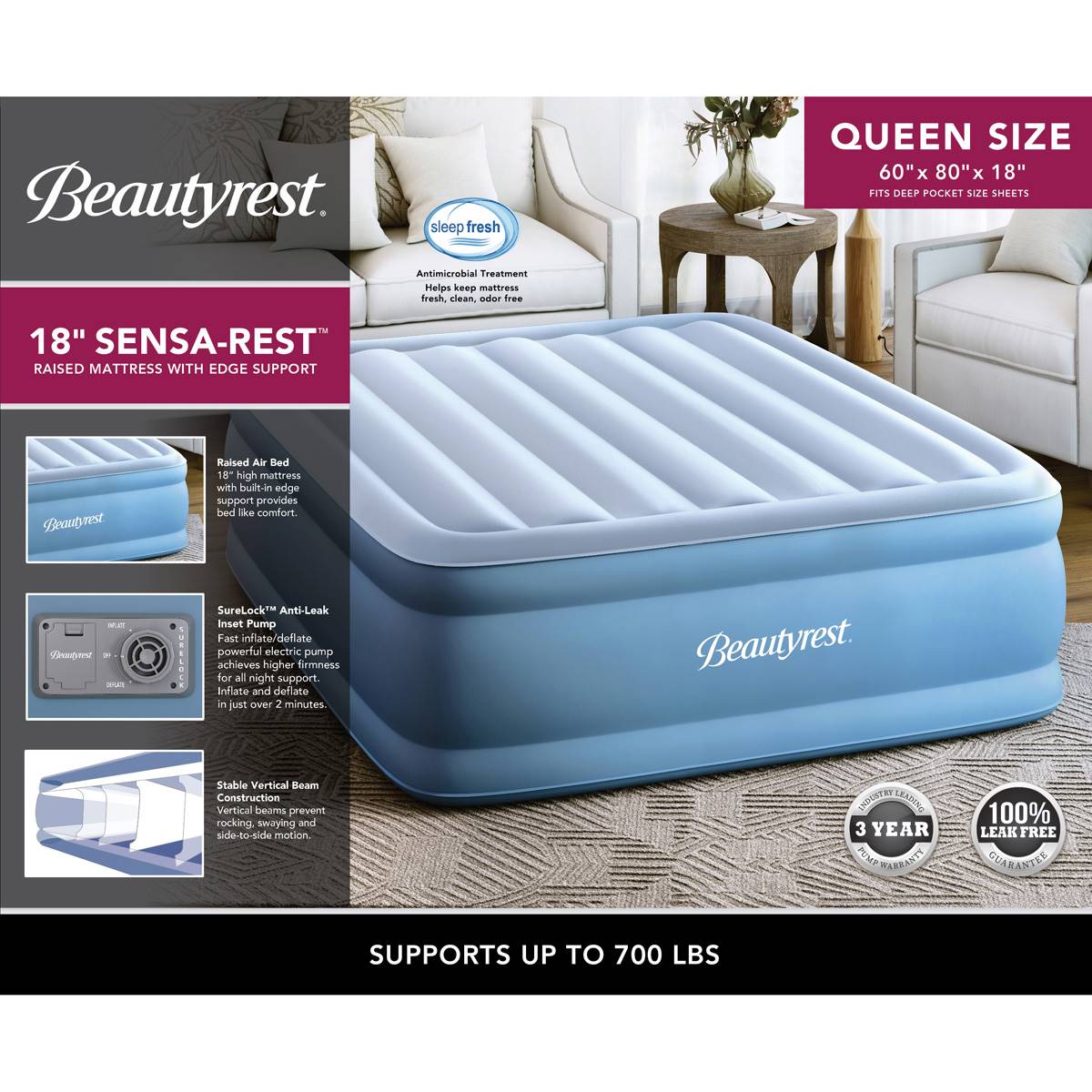 Beautyrest(R) Sensa-Rest(tm) Queen Air Bed Mattress