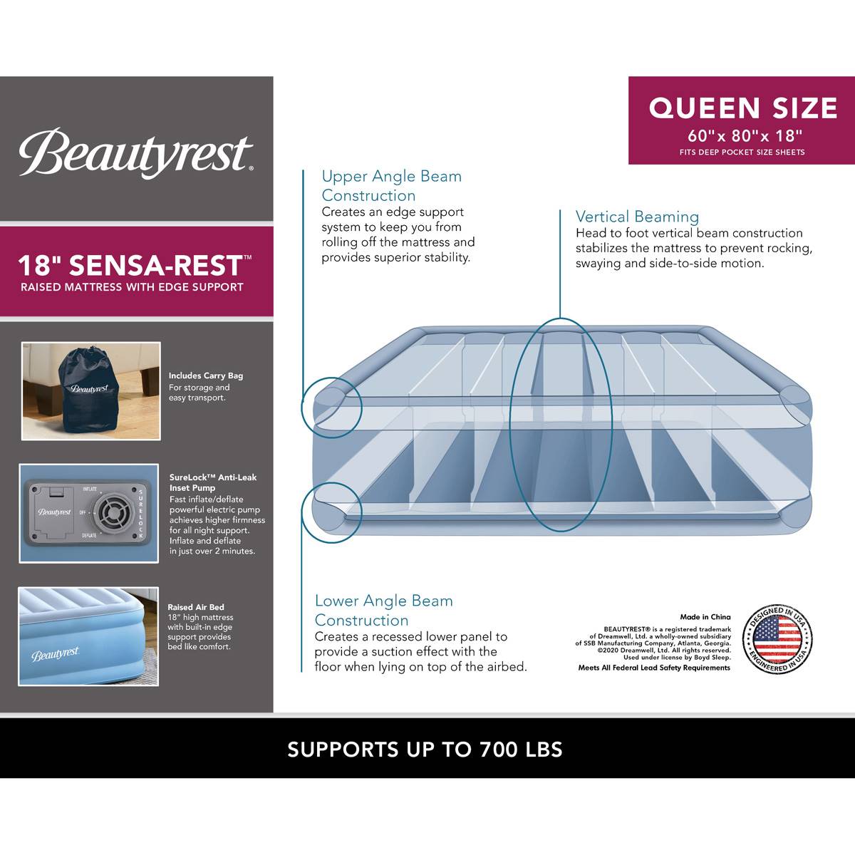 Beautyrest(R) Sensa-Rest(tm) Queen Air Bed Mattress