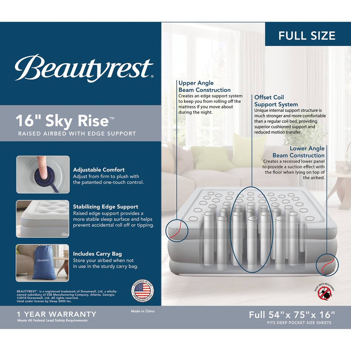 Beautyrest(R) Sky Rise 16in. Full Air Mattress