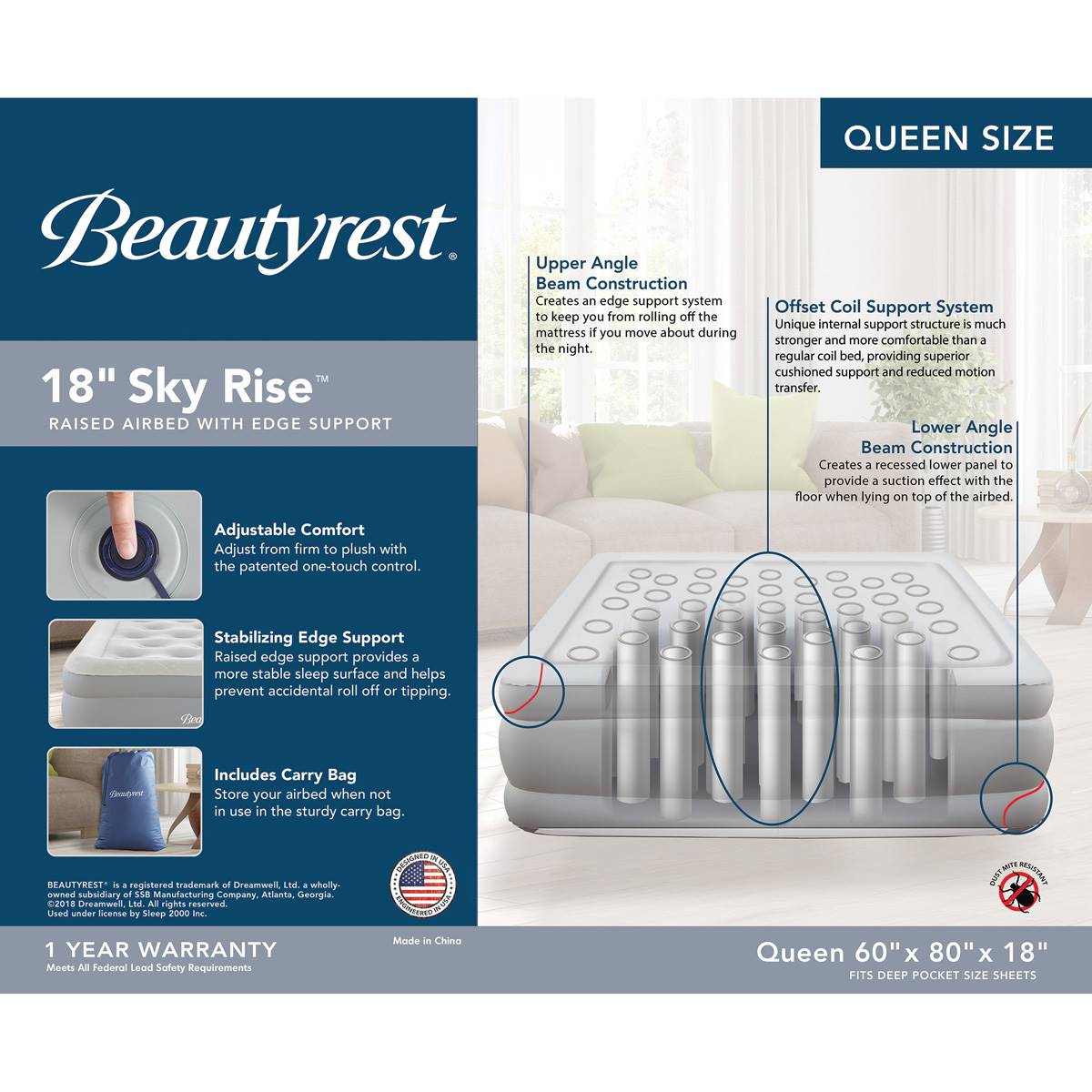 Beautyrest(R) Sky Rise 18in. Queen Air Mattress