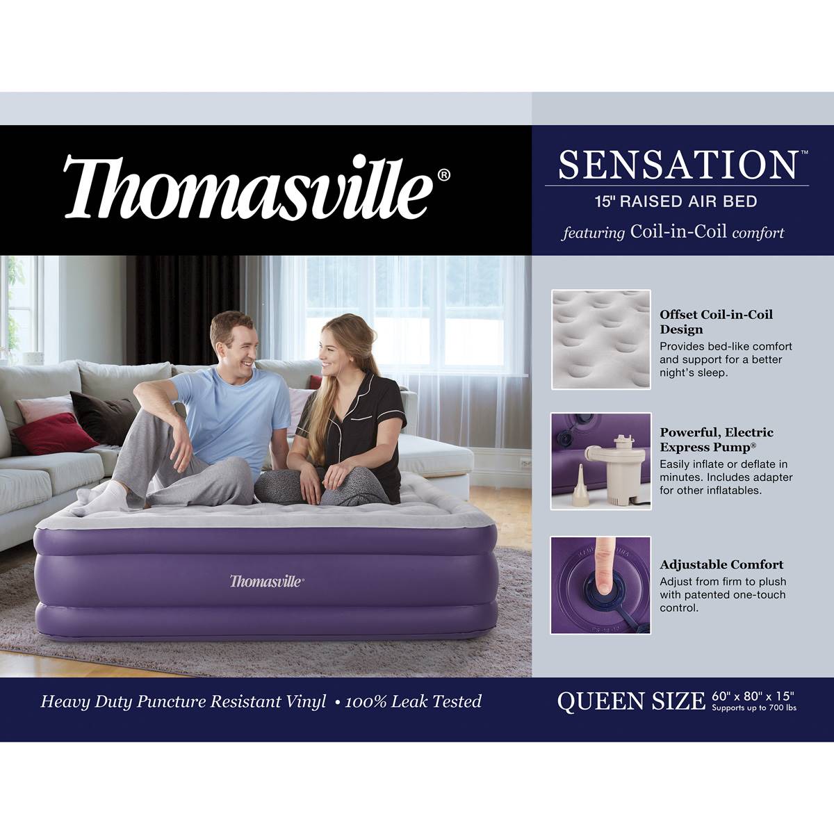Thomasville Sensation Coil-in-Coil Comfort Queen Air Mattress