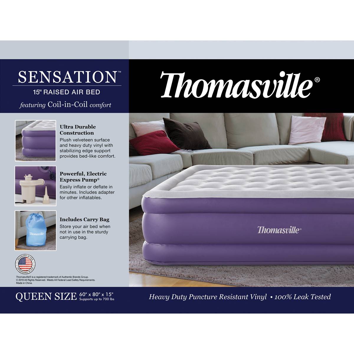 Thomasville Sensation Coil-in-Coil Comfort Queen Air Mattress